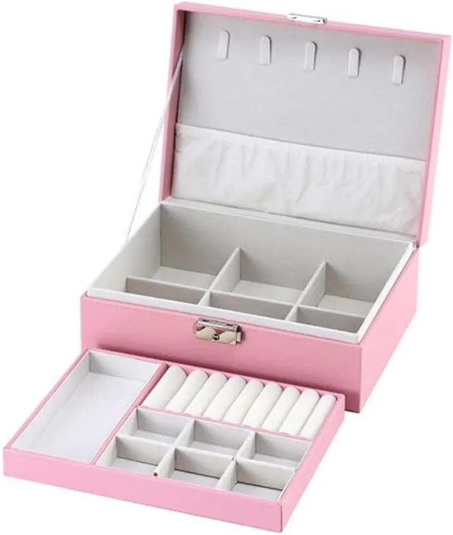 Jewelry Box jewlery box(Green) Jewelry Box Simple Light Luxury Solid Wood Lockable Packaging Leather recognizable extort slay manageable Box Watch Badge Jewelry Storage 
