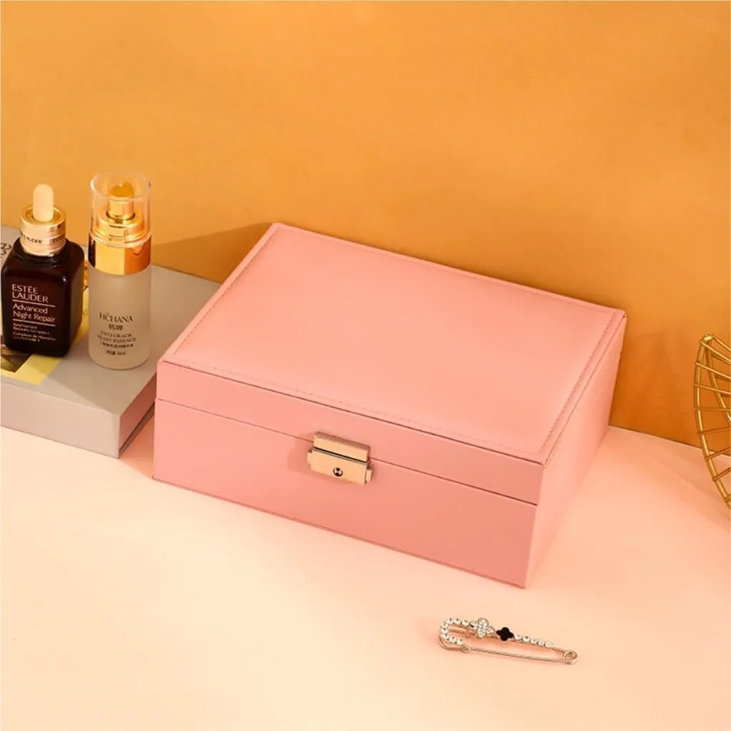 Jewelry Box jewlery box(Green) Jewelry Box Simple Light Luxury Solid Wood Lockable Packaging Leather recognizable extort slay manageable Box Watch Badge Jewelry Storage 