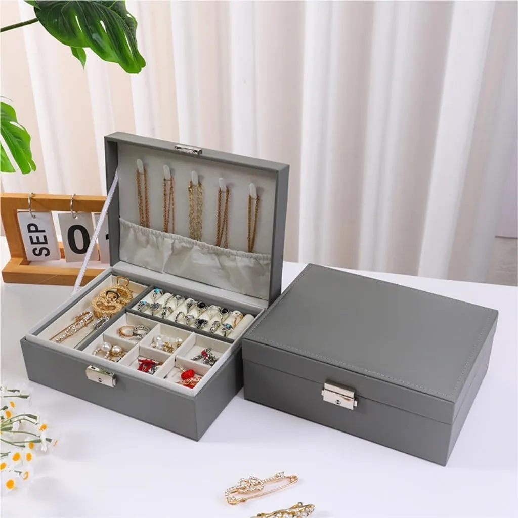 Jewelry Box jewlery box(Green) Jewelry Box Simple Light Luxury Solid Wood Lockable Packaging Leather recognizable extort slay manageable Box Watch Badge Jewelry Storage 