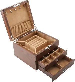 Jewelry Box Solid Wood Storage Box with Lock Jewelry Watch Necklace Ring Gold Silver Luxury Goods Chinese Vintage Storage bear beng wasp hundredfold Box Large Ladies Wooden 