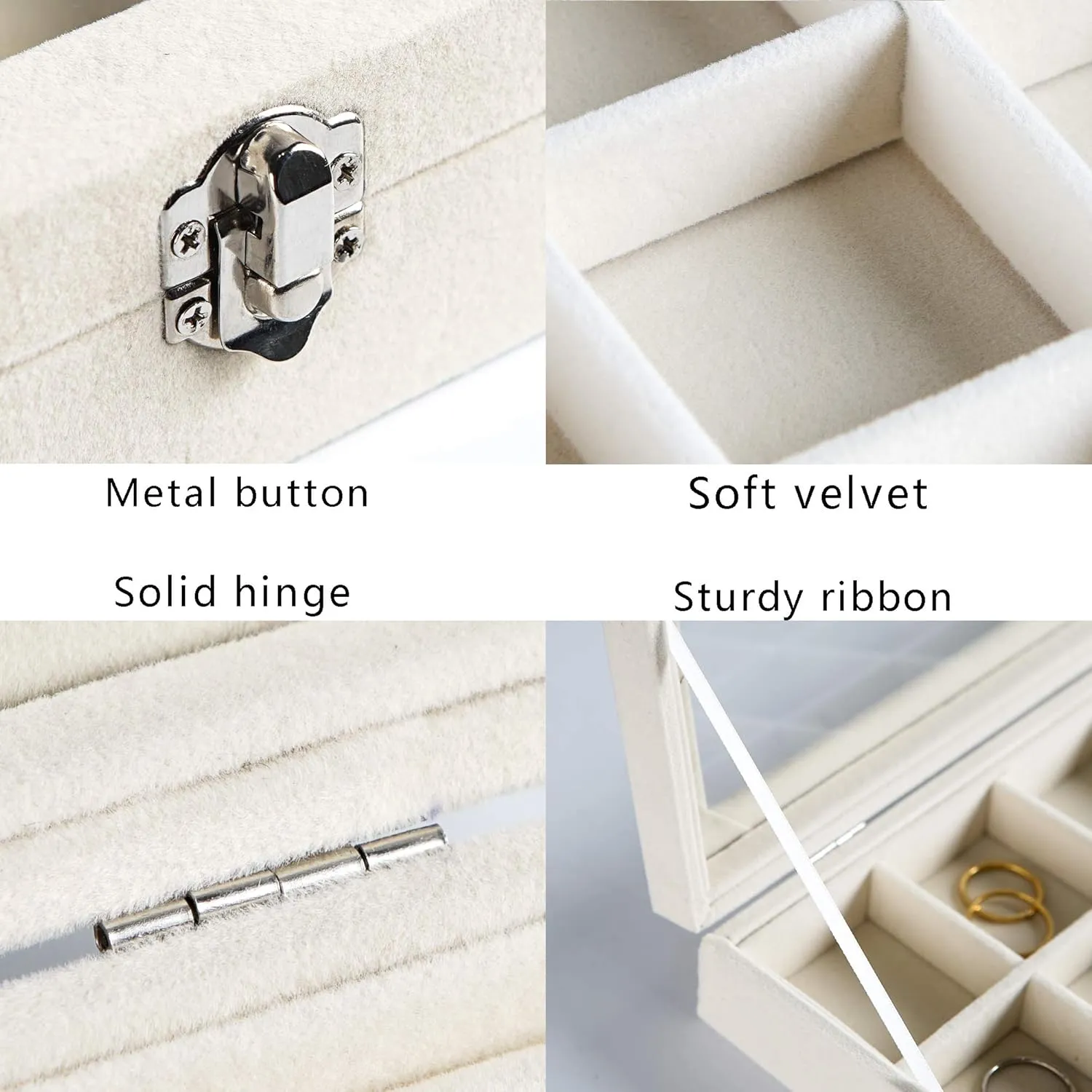 Jewelry Display Case with Lock Gifts for Girls Women (Beige, 24 Grid) Frebeauty Jewelry Organizer Tray with Clear Lid 24 Grid selective timely pursuit companion Velvet Drawer Insert Jewelry Storage box with Transparent Glass lid 