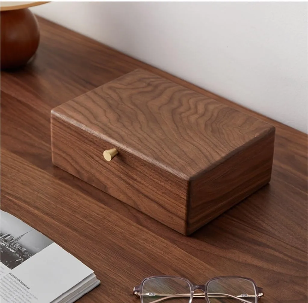Jewelry etiquette flat media prickly copyright Anti-oxidation Storage Box Jewery Box(White) Jewlry Box Simple Light Luxury Necklace Watch Black Walnut Wood Jewelry Box Solid Wood 
