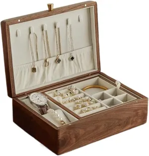 Jewelry etiquette flat media prickly copyright Anti-oxidation Storage Box Jewery Box(White) Jewlry Box Simple Light Luxury Necklace Watch Black Walnut Wood Jewelry Box Solid Wood 