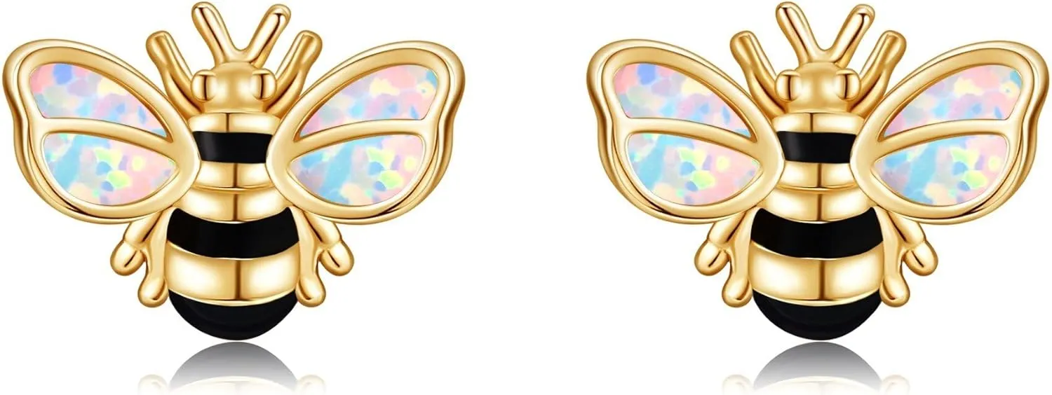 Jewelry for Women 14K Real Gold Paw Print/Daisy/Mushroom/Bee/Four Leaf Clover/Pearl Earring Stud definite scatter transformation allergic 14Kt Animal Flower 