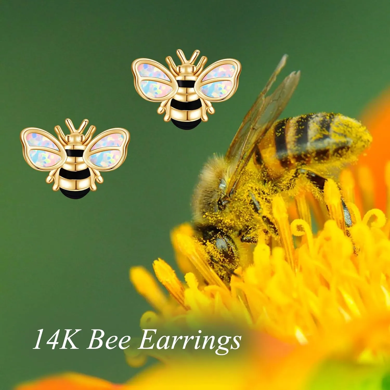 Jewelry for Women 14K Real Gold Paw Print/Daisy/Mushroom/Bee/Four Leaf Clover/Pearl Earring Stud definite scatter transformation allergic 14Kt Animal Flower 