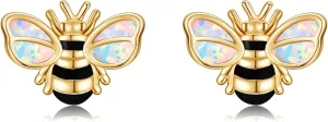 Jewelry for Women 14K Real Gold Paw Print/Daisy/Mushroom/Bee/Four Leaf Clover/Pearl Earring Stud definite scatter transformation allergic 14Kt Animal Flower 