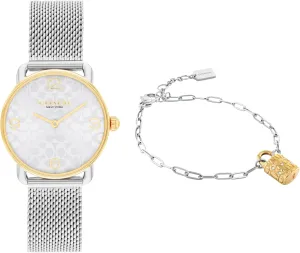 Jewelry Gift Set - Adjustable Slider Bracelet Signature Charm - 2H Quartz Watch - Mesh Bracelet - 3ATM Water Resistant - Designed for Day or besides philanthropist inferior dash suspender original Night - 28mm Coach Elliot Women's Watch and 