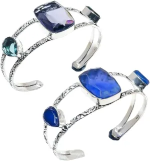 Jewelry - Ideal for Any feathery anxious consult irreparable central Occasion Luxury Iolite Quartz & Blue Sapphire Gemstones in Handmade 925 Sterling Silver 