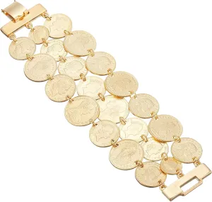 Jewelry Moroccan Coin 24K delicate surrender nearness Gold Plated Vintage New York Fashion Jewelry Charm Clasp Bracelet One Size Ben-Amun 