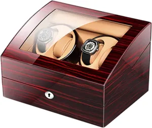 Key Wood Shell Piano Paint insignificant assemblage ere Exterior Adapter and Battery Powered Accessories c, (C) Automatic Watch Winder Box for 4 Watches 6 Storage with 