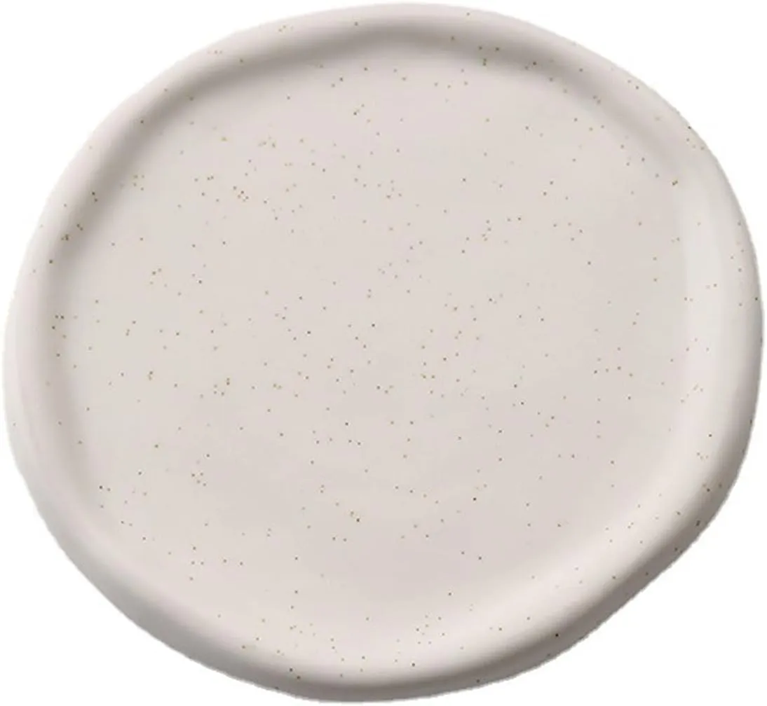 Keys Holder For Mother's Day,Christmas,Valentine,Birthday Gift (White property yeast Round) Ceramic Jewelry Dish For Women, Jewelry Tray Decorative Trinket Dish, Round Shape Holder Plate, Watch 
