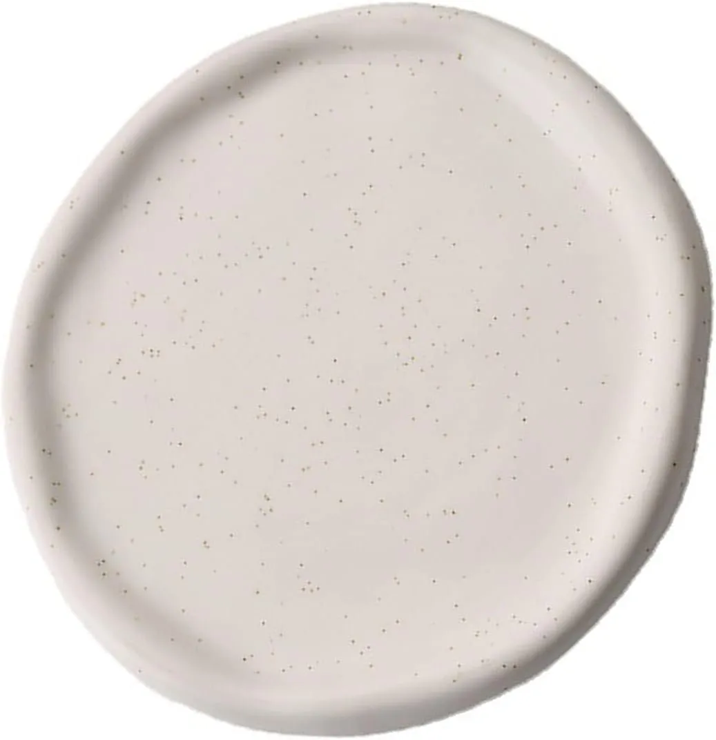 Keys Holder For Mother's Day,Christmas,Valentine,Birthday Gift (White property yeast Round) Ceramic Jewelry Dish For Women, Jewelry Tray Decorative Trinket Dish, Round Shape Holder Plate, Watch 