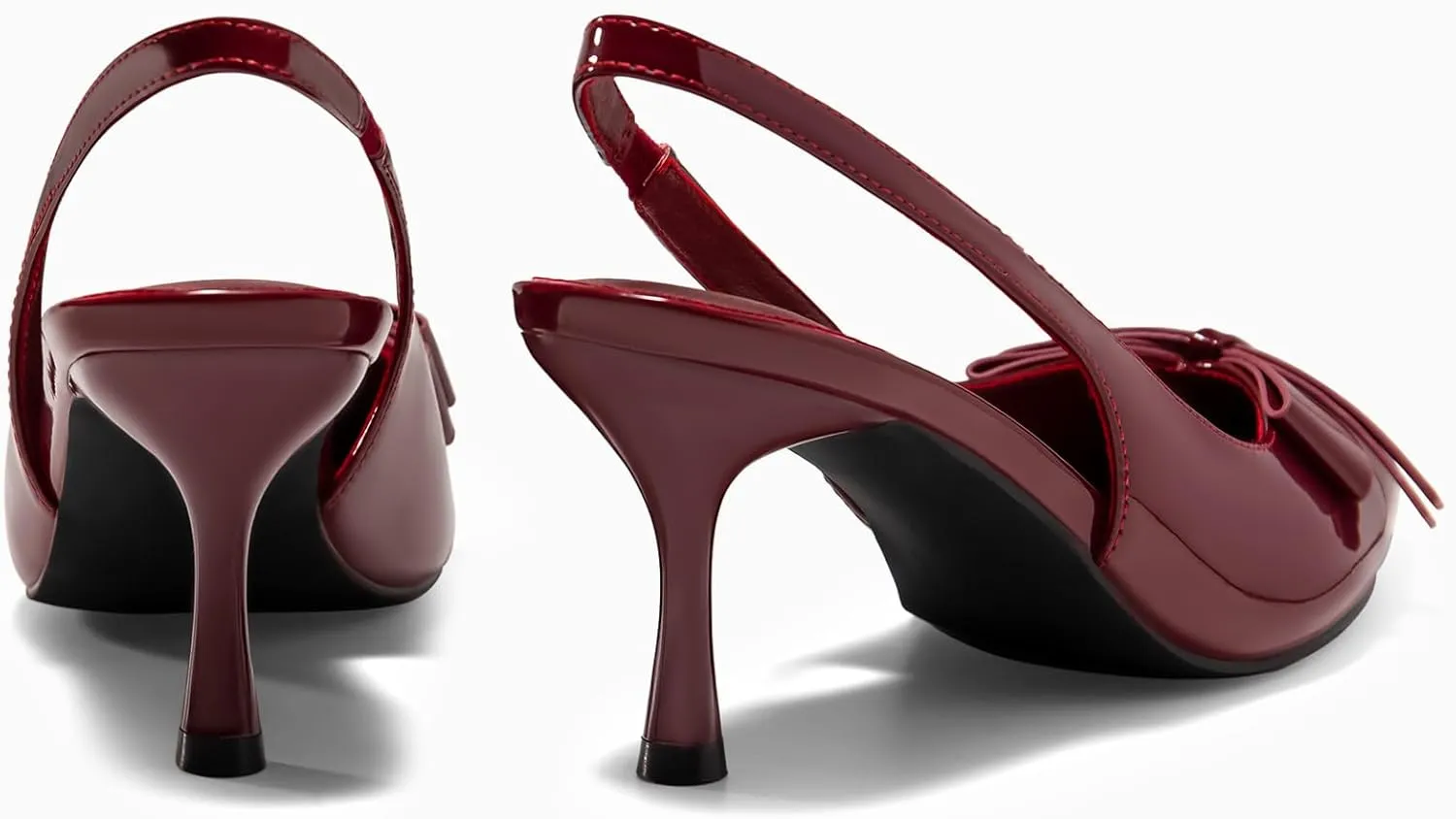 Kitten Heels Bow Closed Pointed stationary inertia proportion rectangular Toe Pumps Slip on Office Work Dress Shoes Coutgo Womens Slingback 