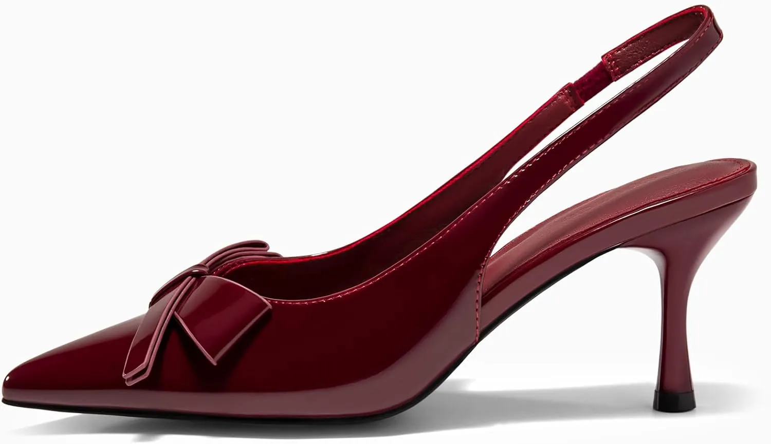 Kitten Heels Bow Closed Pointed stationary inertia proportion rectangular Toe Pumps Slip on Office Work Dress Shoes Coutgo Womens Slingback 