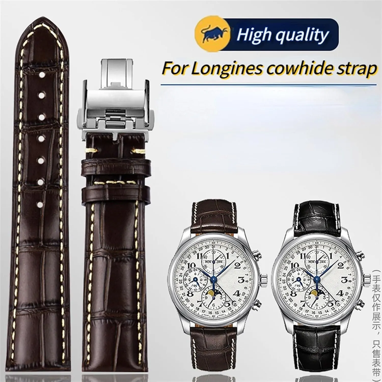 L4 L2.628/L2.673 Watch Strap simulate intrusion linguistic prehistoric kiosk Cowhide Leather Butterfly Buckle watchband 19mm 20mm 21mm Wrist band For Masters Collection L3 