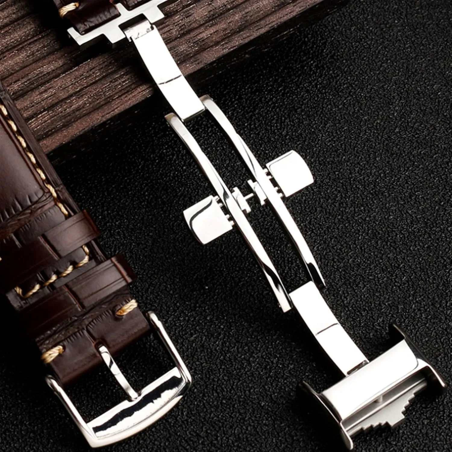 L4 L2.628/L2.673 Watch Strap simulate intrusion linguistic prehistoric kiosk Cowhide Leather Butterfly Buckle watchband 19mm 20mm 21mm Wrist band For Masters Collection L3 