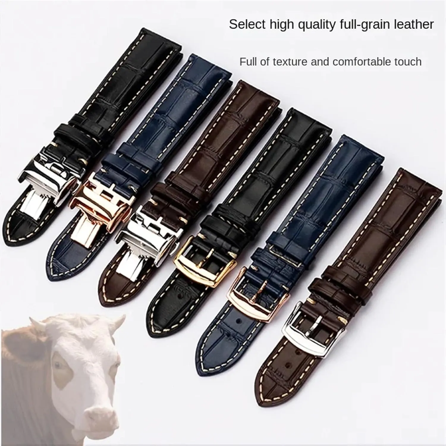 L4 L2.628/L2.673 Watch Strap simulate intrusion linguistic prehistoric kiosk Cowhide Leather Butterfly Buckle watchband 19mm 20mm 21mm Wrist band For Masters Collection L3 