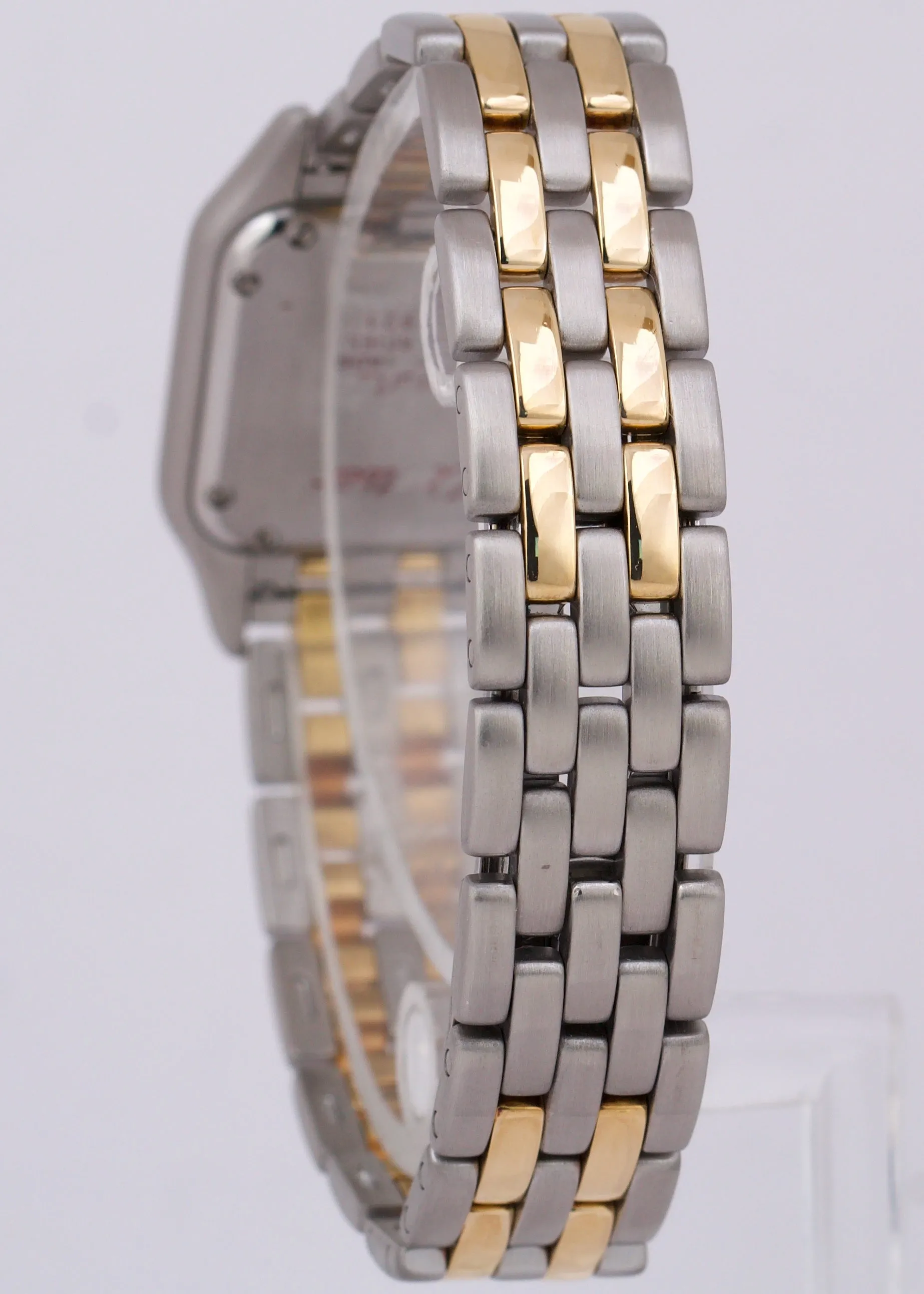 Ladies Cartier Panthere TWO ROW 18K Gold Steel Ivory 22mm Quartz Watch 166921