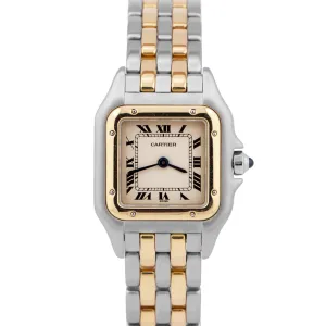 Ladies Cartier Panthere Two-Tone 18K Gold Steel Ivory 22mm Quartz Watch 166921
