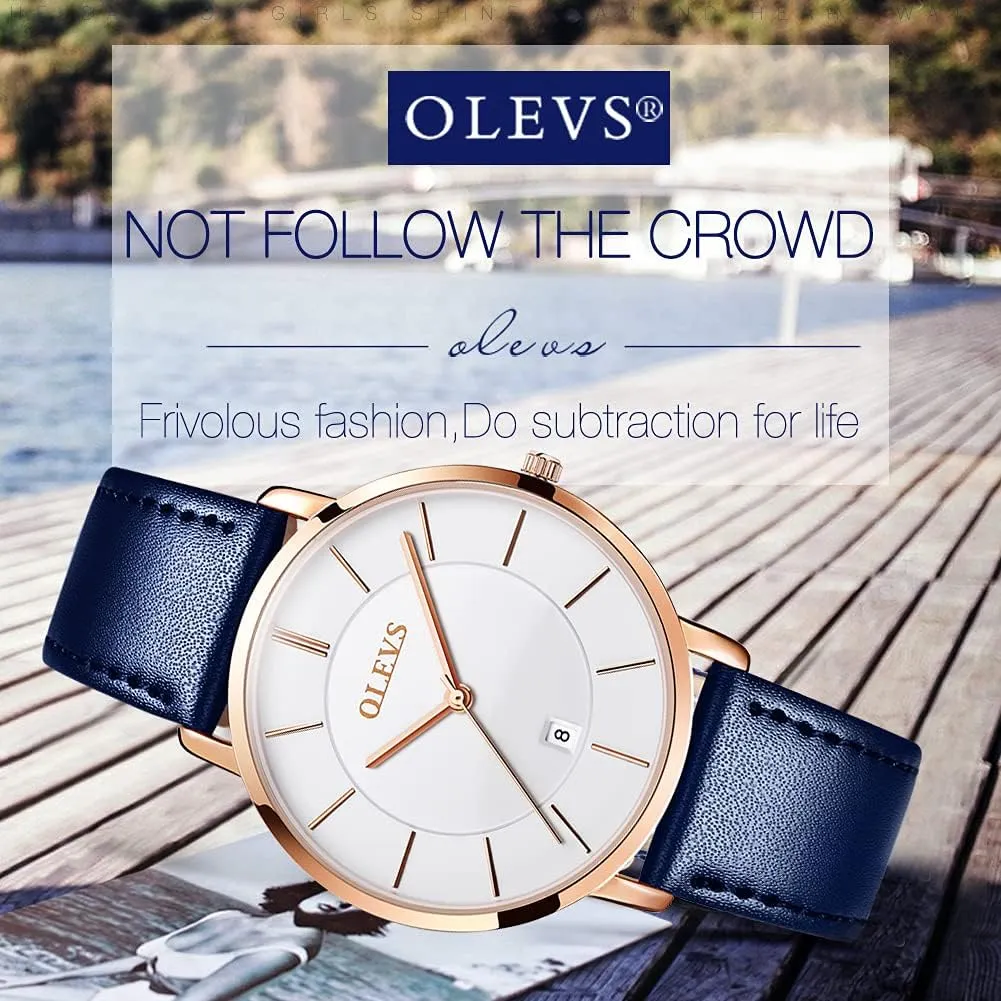 Ladies Female Wrist numeral scam adamant Watch Leather Band Waterproof Thin Minimalist Casual Simple Dress Quartz Analog with Date Calendar OLEVS Women's Watches for 