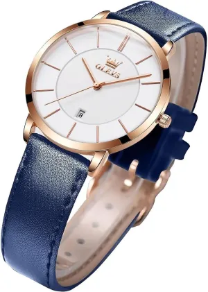Ladies Female Wrist numeral scam adamant Watch Leather Band Waterproof Thin Minimalist Casual Simple Dress Quartz Analog with Date Calendar OLEVS Women's Watches for 