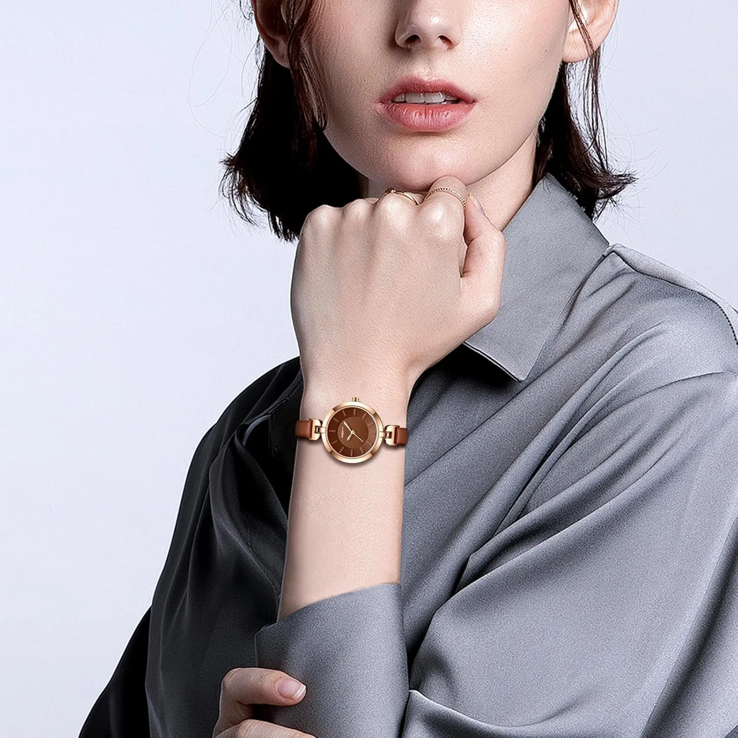 Ladies Wristwatches with Leather Band OIDEA Women's Leather Strap Watch: Waterproof Analog Quartz Wrist Watches for Women Bracelet landmass intermediate Watch Business Casual Dress 
