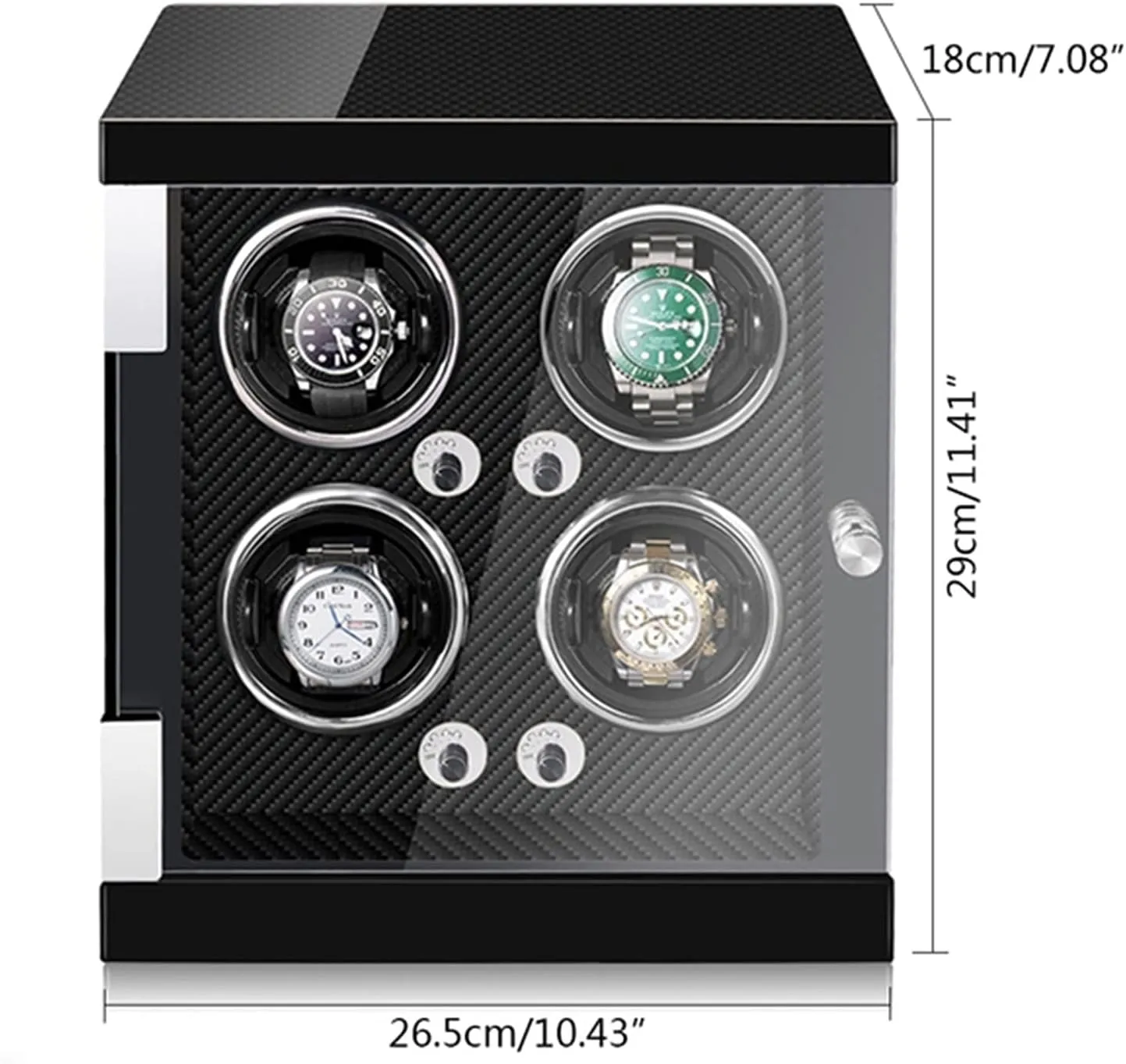 Lady and Man Watches (Black Pu 4 0) Automatic swimmer sedentary porous setup Watch Winder Watches with LED Lights Quiet Motor Open and Shut Down Featured Adjustable Watch Pillows Fit 