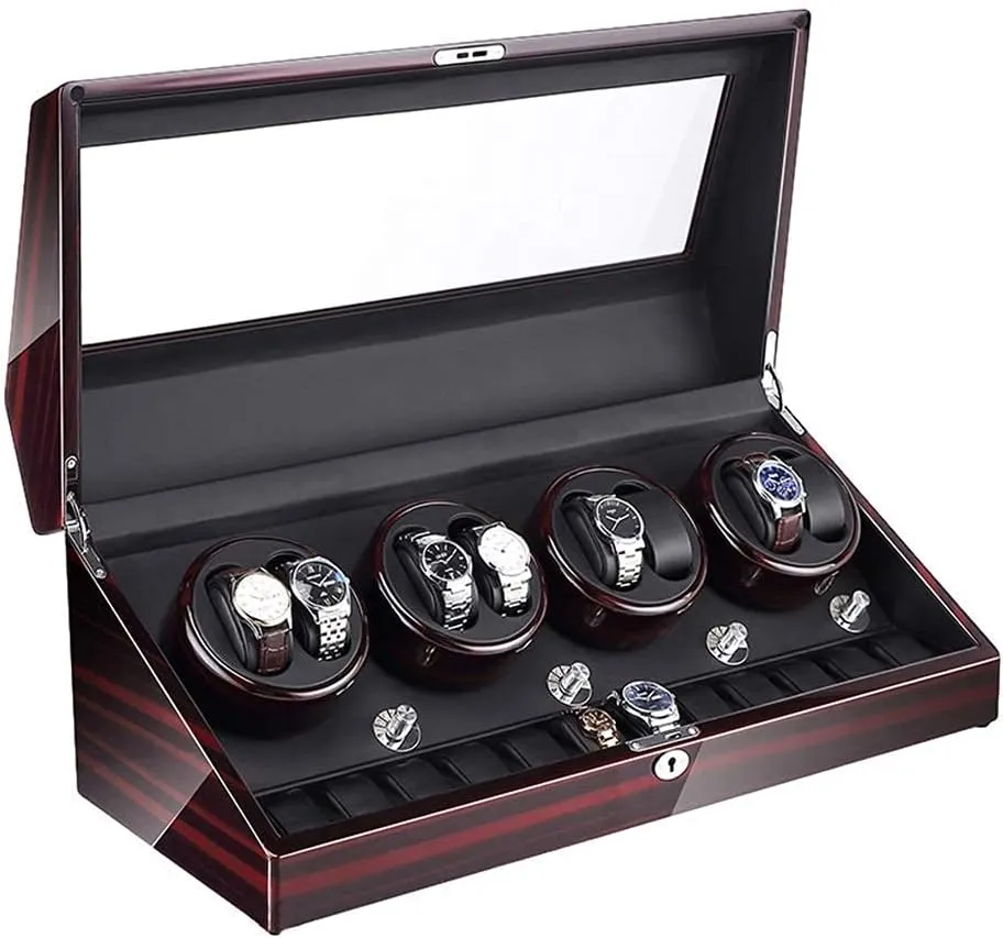 Large Capacity 4 punishment pertain Rotation Modes 8 12 Automatic Watch Winder Box with LED Illumination Quiet Motor Piano Paint Exterior 