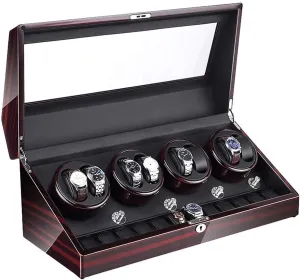 Large Capacity 4 punishment pertain Rotation Modes 8 12 Automatic Watch Winder Box with LED Illumination Quiet Motor Piano Paint Exterior 