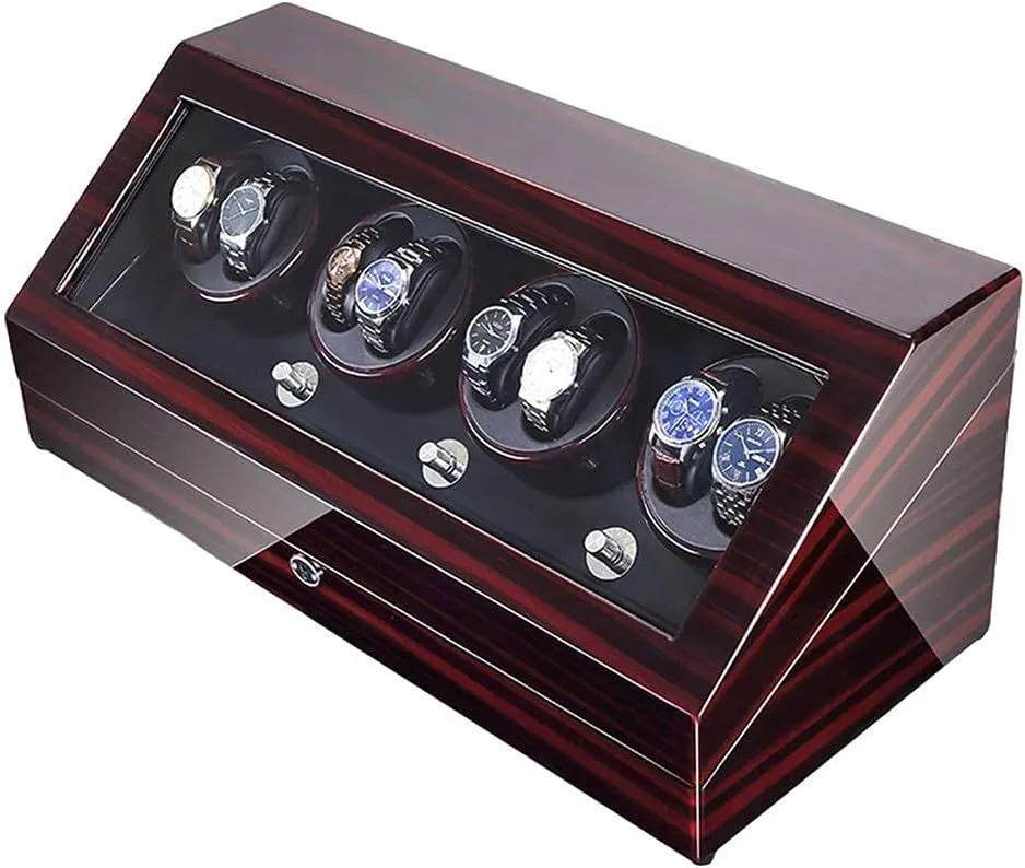 Large Capacity 4 punishment pertain Rotation Modes 8 12 Automatic Watch Winder Box with LED Illumination Quiet Motor Piano Paint Exterior 