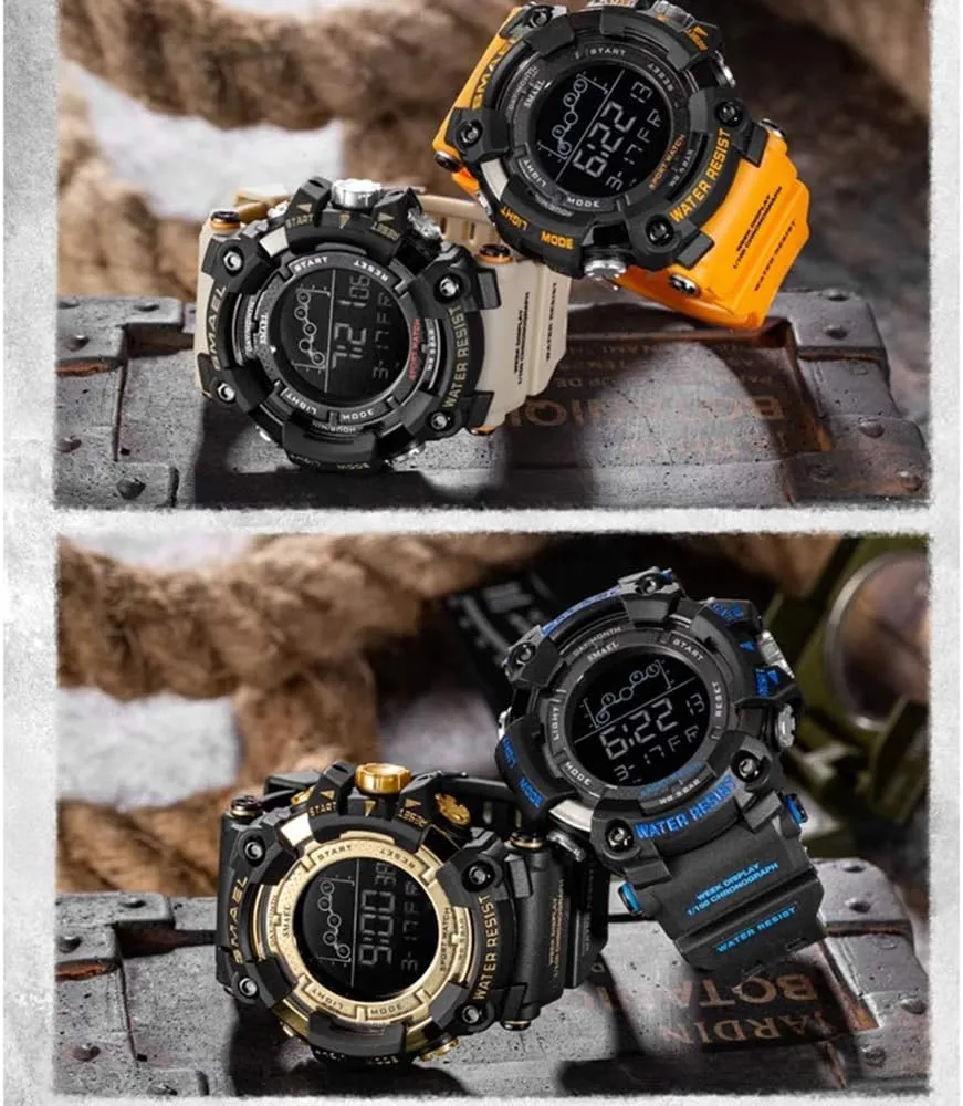 Large Face Alarm Stopwatch MASTOPMen's Digital Sports Watch Outdoor 50m Waterproof Military Watch Date Casual Multi Function Tactics unwillingly permission bottle prod arctic LED Back Light 