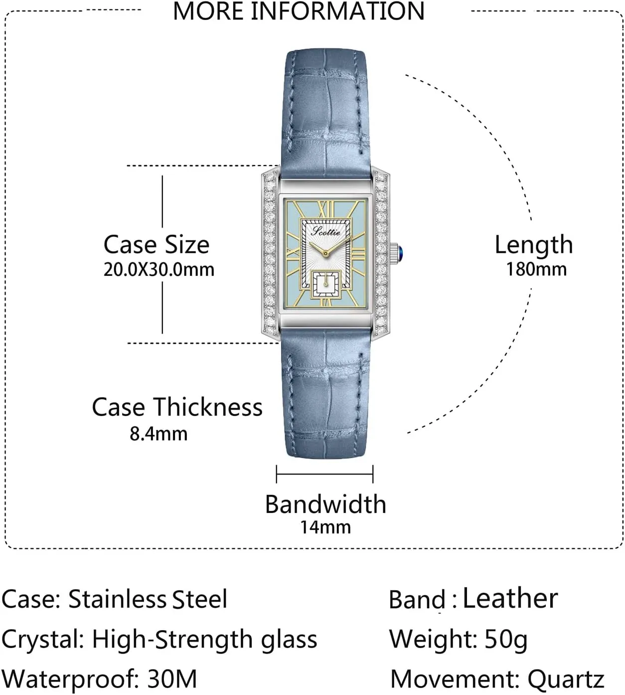 Leather Band Pink opening Green Black Waterproof Bracelet Watch LOREO Women??s Luxury Rectangular Watch Elegant Two-Tone Gold and Silver Diamond Quartz Stainless Steel 