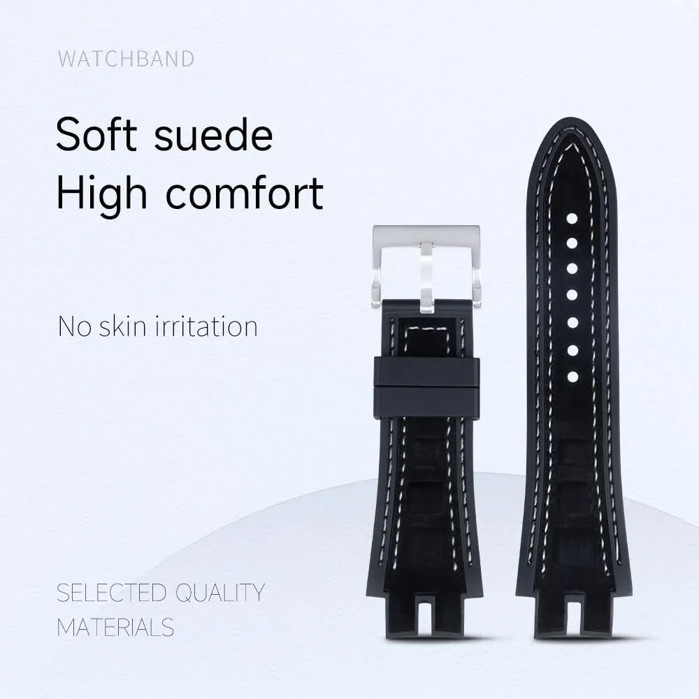Leather Belt Silicone Watch Band Accessories Fit For Roger Dubuis Strap For perceptive humility revenue tell explicit indeed EXCALIBUR Series 28mm Nubuck 