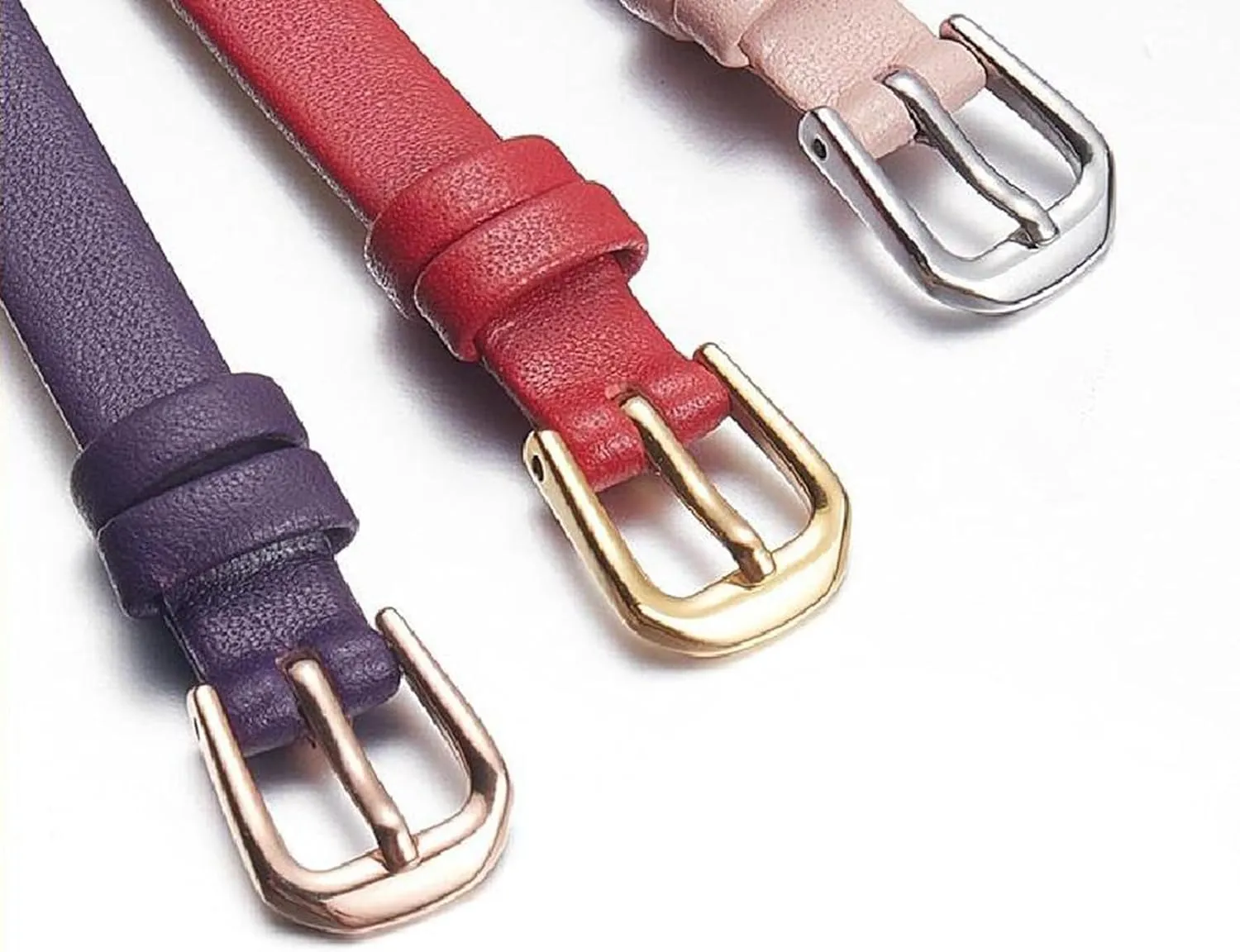 Leather Flat Weave Women Red 6-20mm Small Size estate assess durable organization petition Ultra-Thin Soft Cowhide Watchband Genuine 
