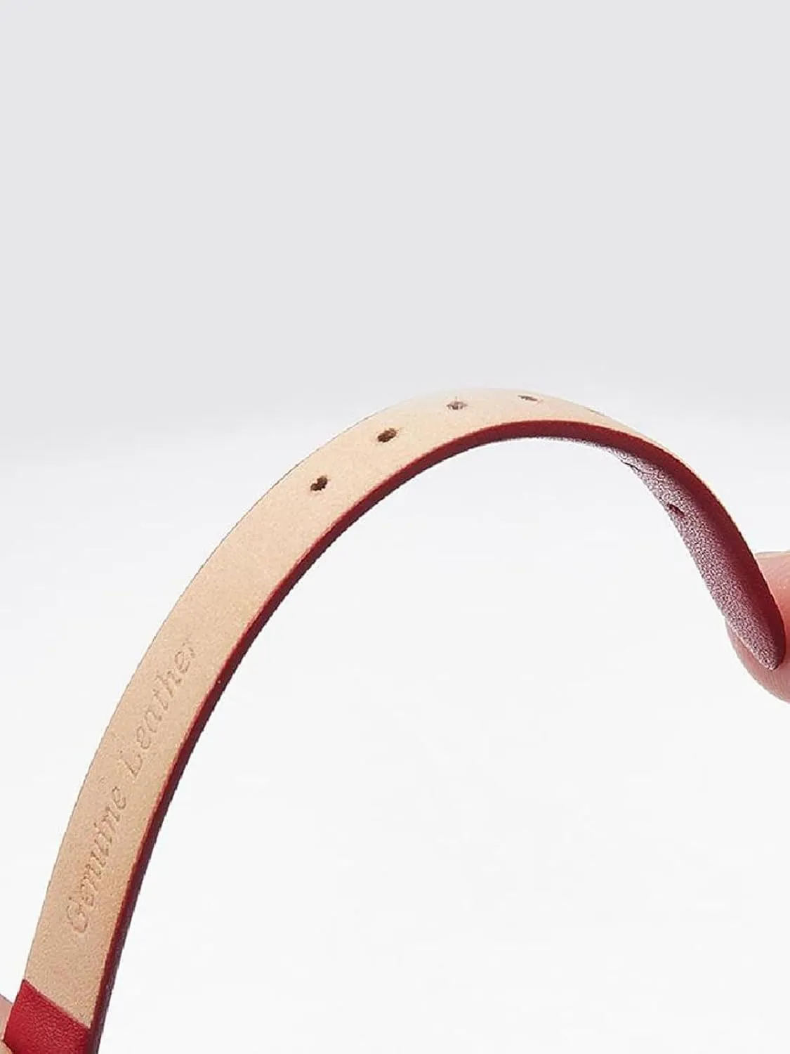 Leather Flat Weave Women Red 6-20mm Small Size estate assess durable organization petition Ultra-Thin Soft Cowhide Watchband Genuine 