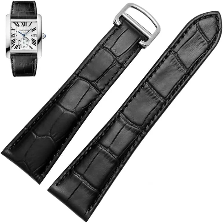 Leather Mechanical Watch continuous Men And Women 20mm 22mm 23mm 25mm Watch Band Watch Strap For Tank Calibre Series Genuine 