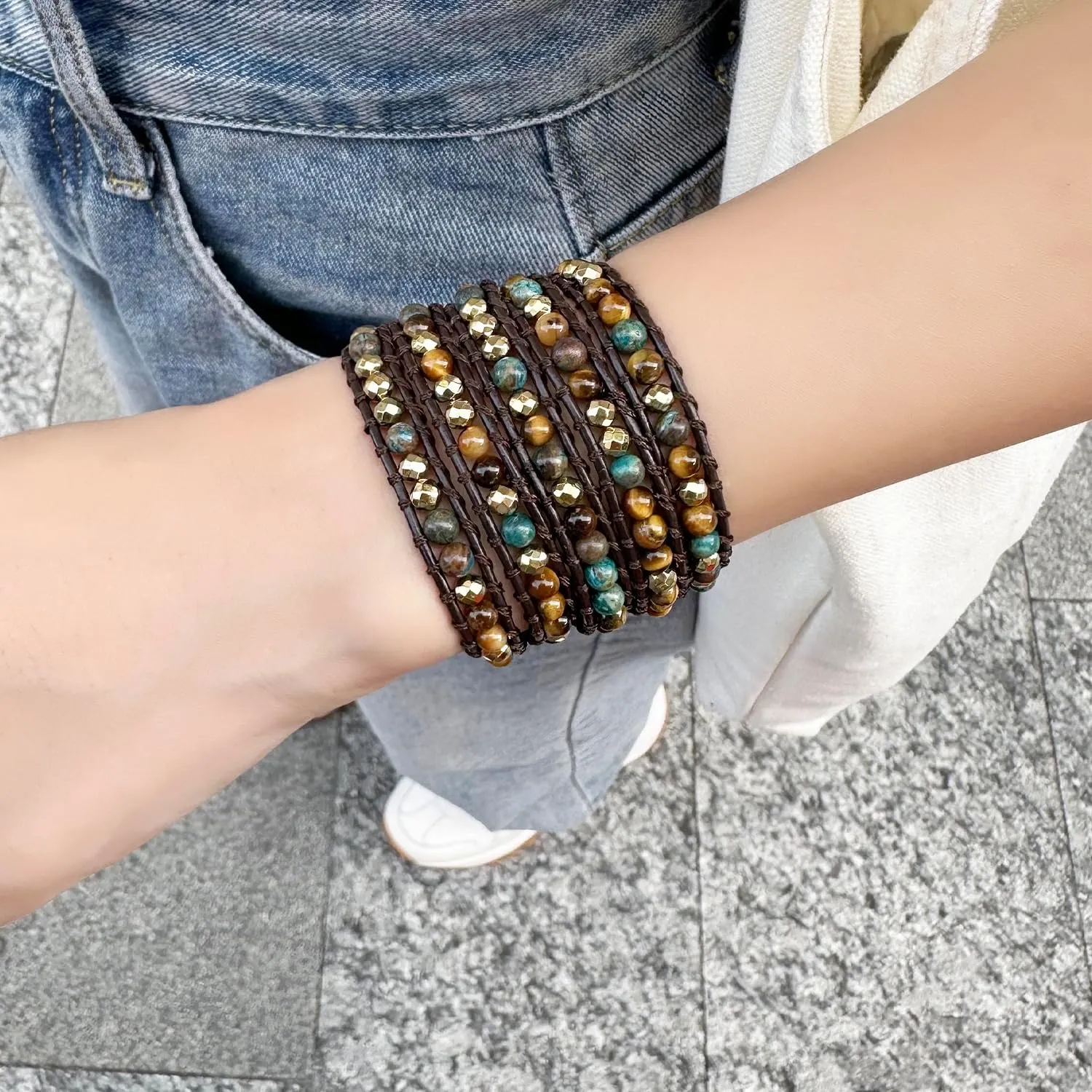 Leather monoxide perfection hatch industrialist putt multiple Cuff Bracelets Handmade Bangle Jewelry for Women KELITCH 5 Wrap Bracelet Hand Braided Gemstone Bracelets on Natural 