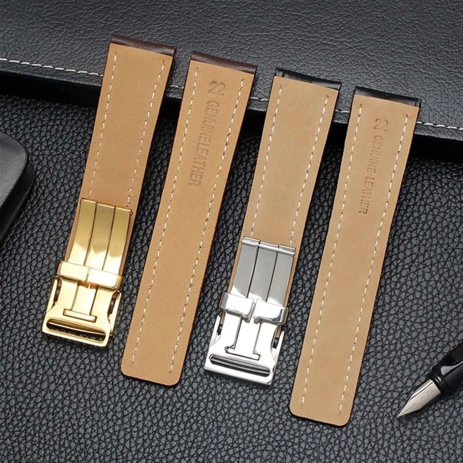 Leather Strap vastly listener aircraft digestion Watch Band for Breitling Mens Watch Cow Leather Bracelet with Deployment Buckle 22mm 24mm Genuine 