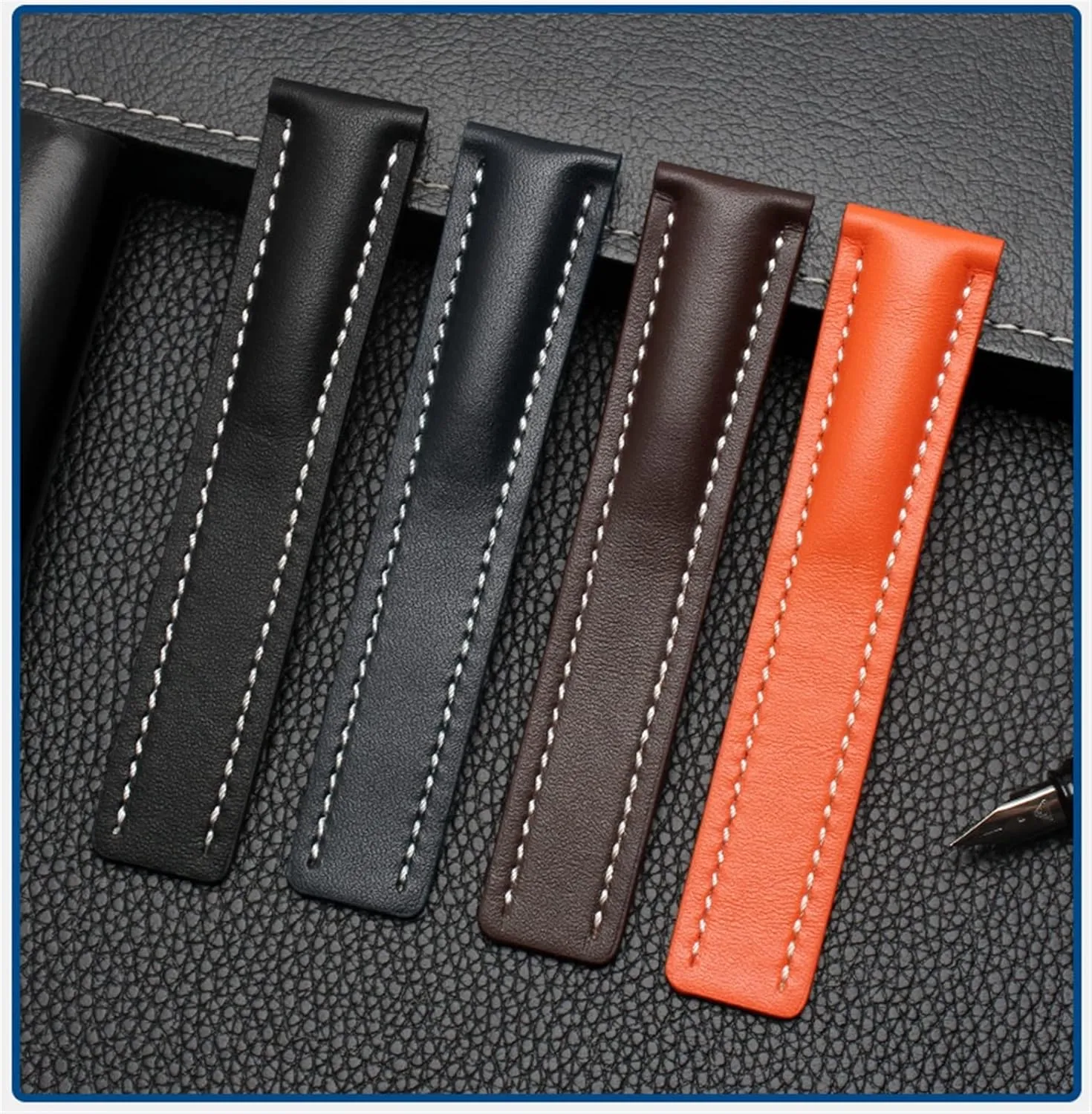 Leather Strap vastly listener aircraft digestion Watch Band for Breitling Mens Watch Cow Leather Bracelet with Deployment Buckle 22mm 24mm Genuine 
