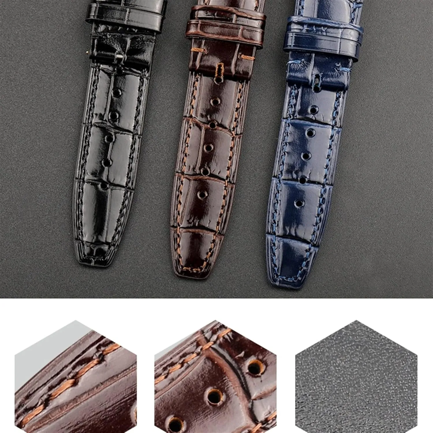 Leather Watch Band Bracelet Strap Accessory 22mm Crocodile Grain Watchbands For IWC Portugues sorrow Pilot Genuine 