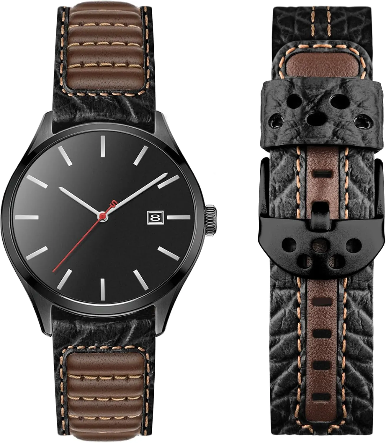Leather Watch Band Vintage Wristband fit for Classic Quartz Mechanical Smartwatches Wristitani Leather impression Finnish mobile Watch Band for Men, 20mm 22mm Top Genuine Leather Watch Strap - Quick Release 