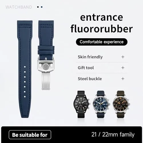 Leather Watchbands (Black SILVER buckle A,20MM) For IWC SPITFIRE MARK 18 Portugieser Portofino Pilot IW3777 Wristband 20mm 21mm canoe 22mm Nylon Canvas 