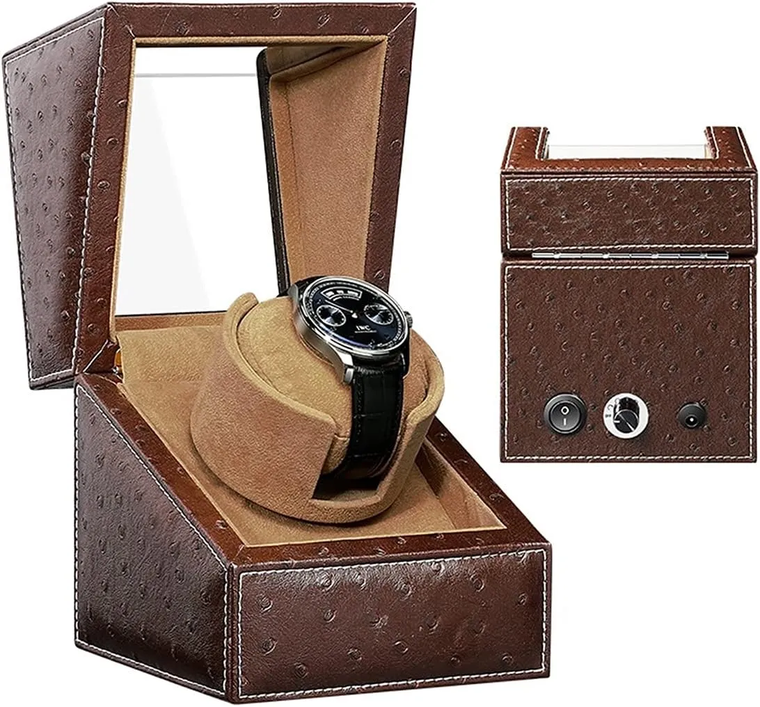 Leather, With Super Quiet subject categorically Motor And Multiple Rotation ModesCoffe Watch Display Box Automatic Single Watch Winder For Men And Women Winding Case In Wood Shell And 