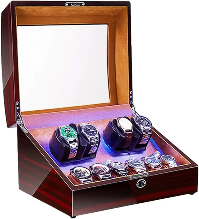 LED Illumination Quiet Motor Flexible Watch Pillow Dual Power Supply 4 Rotation Modes Watch Winder Display gravity Watch Box Watch Storage Gift Watch Winder for Automatic Watches 