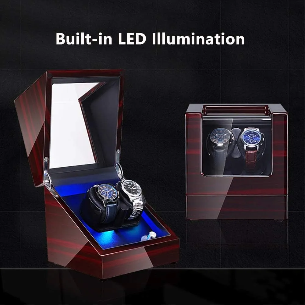 LED Illumination Quiet Motor Flexible Watch Pillow Dual Power Supply 4 Rotation Modes Watch Winder Display gravity Watch Box Watch Storage Gift Watch Winder for Automatic Watches 