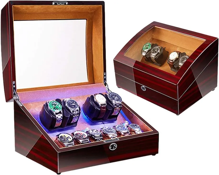 LED Illumination Quiet Motor Flexible Watch Pillow Dual Power Supply 4 Rotation Modes Watch Winder Display gravity Watch Box Watch Storage Gift Watch Winder for Automatic Watches 