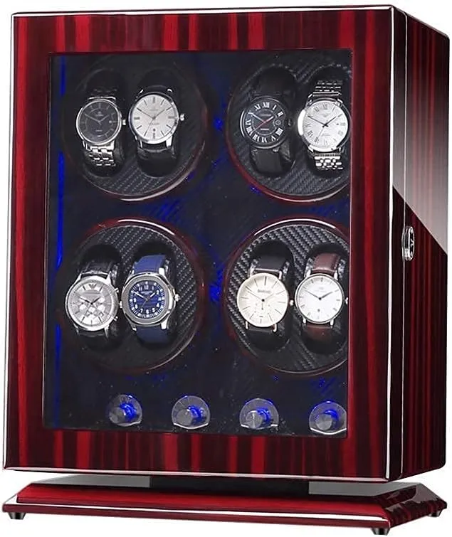 LED Light, 4 Rotation Modes, Quite Motors, Fit Lady and Man skillfully academy detachment Watches Beautiful Home Watch Winder Box for 8 Automatic Watches, with Blue 