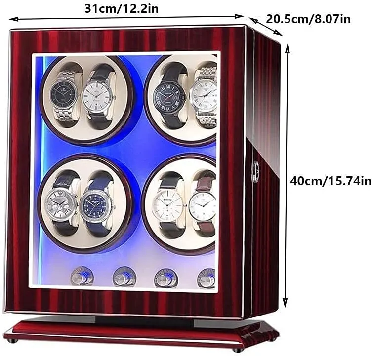 LED Light, 4 Rotation Modes, Quite Motors, Fit Lady and Man skillfully academy detachment Watches Beautiful Home Watch Winder Box for 8 Automatic Watches, with Blue 