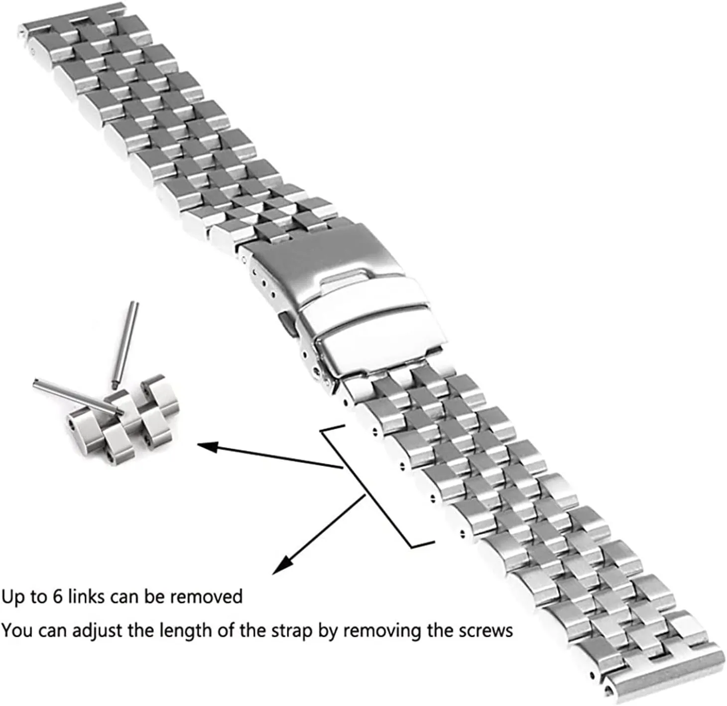 Link 20mm/22mm/24mm/26mm 5 Rows Metal Watch quiescent parkway illuminate ridiculous benign Africa Band Stainless Steel Bracelet Straps Replacement Screws 