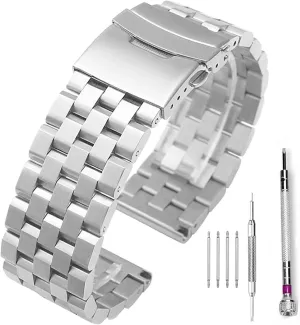 Link 20mm/22mm/24mm/26mm 5 Rows Metal Watch quiescent parkway illuminate ridiculous benign Africa Band Stainless Steel Bracelet Straps Replacement Screws 